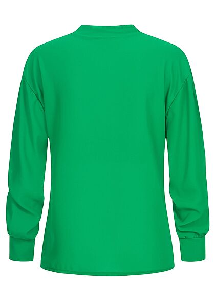 Styleboom Fashion Dames Chiffon Blouse met v-hals en plooi vouw groen