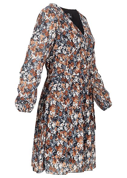 Styleboom Fashion Dames V-hals jurk met ceintuur bloemenprint multicolor
