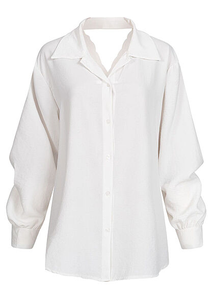 Styleboom Fashion Dames v-hals blouse met kant op de rug wit