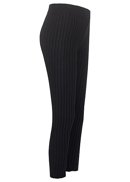 Styleboom Fashion Dames gebreide broek met hoge taille en elastiek zwart