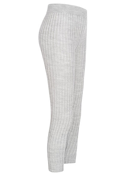 Styleboom Fashion Dames gebreide broek met hoge taille en elastiek lichtgrijs