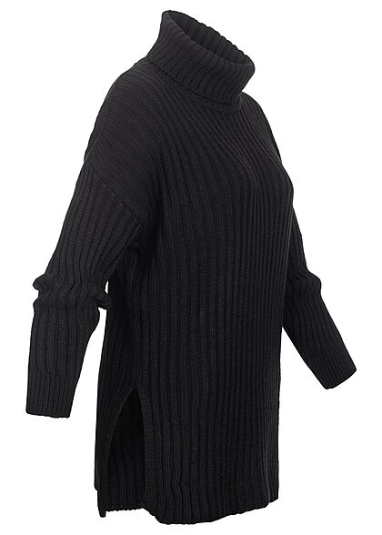 rechtdoor Gevangenisstraf Consumeren Styleboom Fashion Dames Gebreide trui met rolkraag en vleermuismouwen zwart