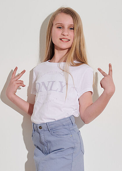 ONLY Kids Meisje T-Shirt logo-opdruk met glitter wit