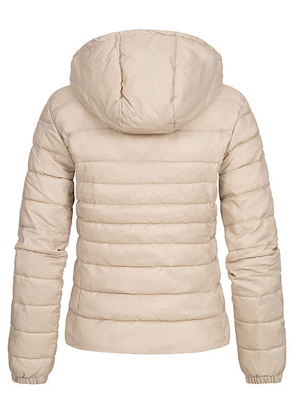ONLY Dames NOOS Gewatteerde Nylon Jas met kap en 2 zakken beige