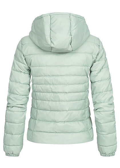 ONLY Dames NOOS Gewatteerde Nylon Jas met kap en 2 zakken grijs groen