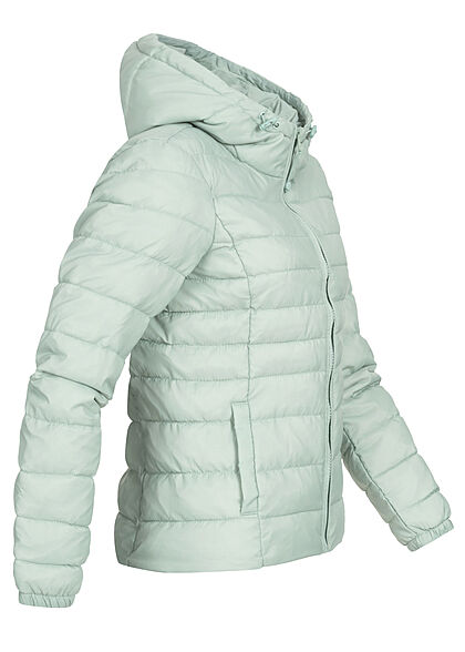 ONLY Dames NOOS Gewatteerde Nylon Jas met kap en 2 zakken grijs groen