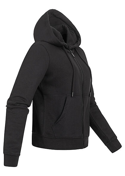 ONLY Dames Basic Hoodie met rits en 2 zakken zwart