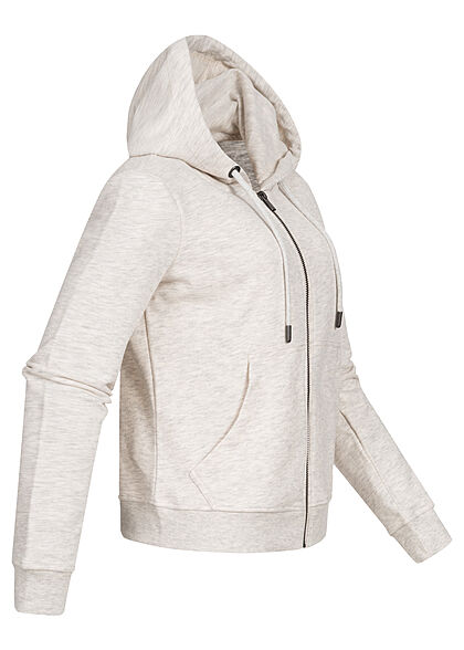 ONLY Dames Basic Hoodie met rits en 2 zakken natuurlijk beige