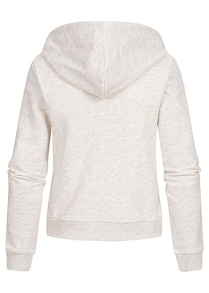 ONLY Dames Basic Hoodie met rits en 2 zakken natuurlijk beige