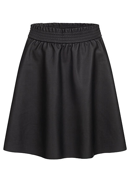 ONLY Dames Rok van kunstleer met elastiek in de taille zwart