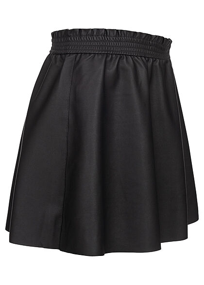 ONLY Dames Rok van kunstleer met elastiek in de taille zwart