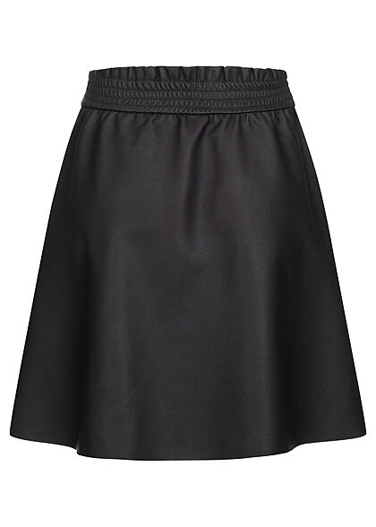 ONLY Dames Rok van kunstleer met elastiek in de taille zwart