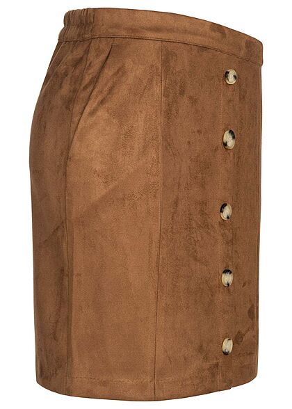 Vero Moda Dames NOOS Korte rok in wildlederlook met sierknopen bruin