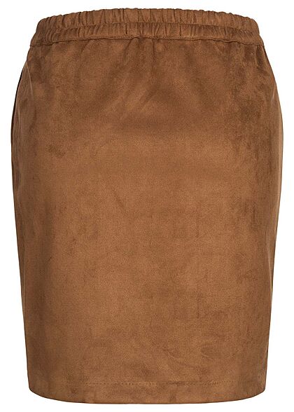 Vero Moda Dames NOOS Korte rok in wildlederlook met sierknopen bruin