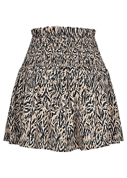 Aware by Vero Moda Dames Mini Rok hoge taille beige zwart