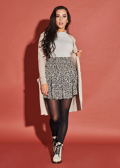 Aware by Vero Moda Dames Mini Rok hoge taille beige zwart