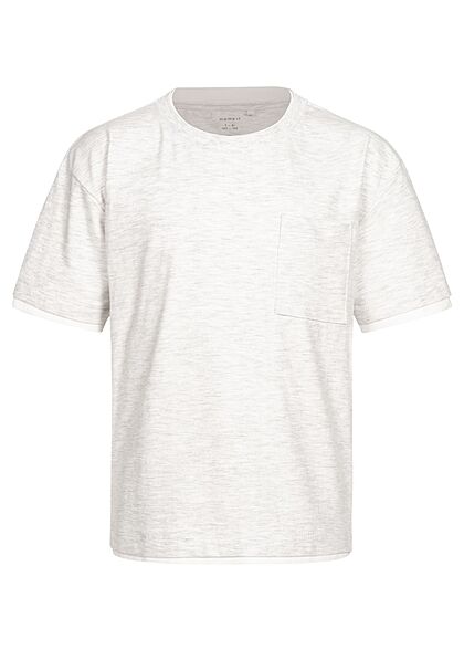 Name it Kids Jongens T-shirt met borstzak lichtgrijs