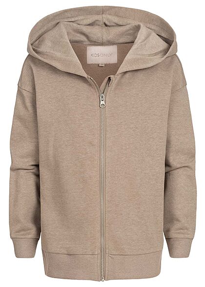 ONLY Kids Meisje Basic Rits-Hoodie met capuchon beige