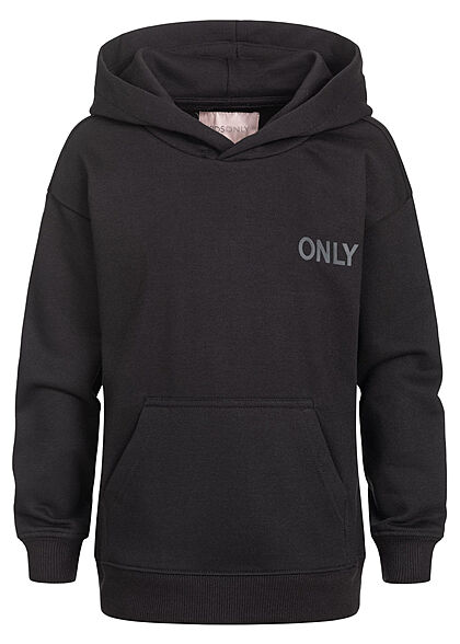 ONLY Kids Meisje NOOS Basic Sweat Hoodie met capuchon en logoprint zwart - Art.-Nr.: 21120632