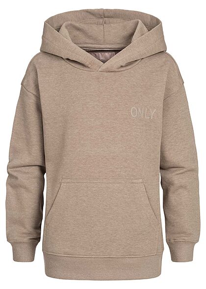 ONLY Kids Meisje NOOS Basic Sweat Hoodie met capuchon en logoprint beige - Art.-Nr.: 21120634
