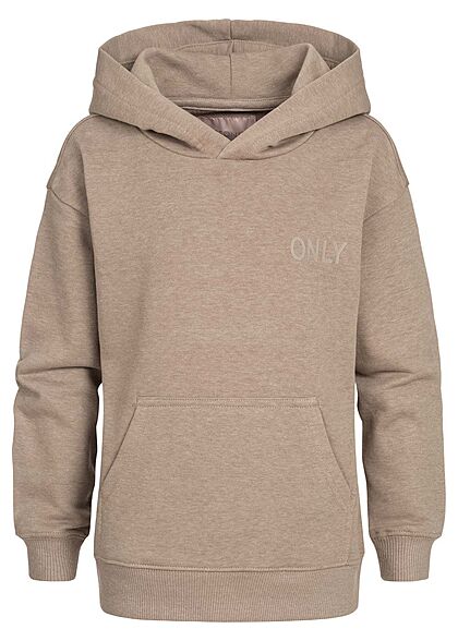 ONLY Kids Meisje NOOS Basic Sweat Hoodie met capuchon en logoprint beige