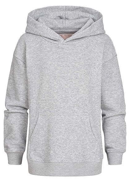 ONLY Kids Meisje NOOS Basic Sweat Hoodie met capuchon en logoprint lichtgrijs