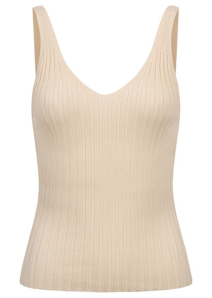 Aware by Vero Moda Dames Viscose Shirt met v-hals gestructureerde stof beige