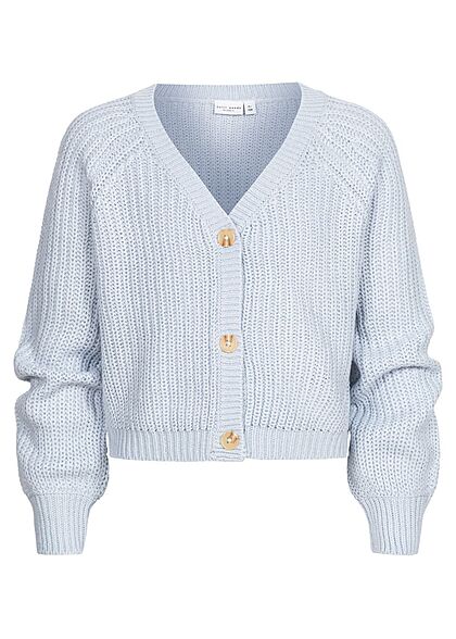 Name it Kids Meisje Vest met v-hals en knopen structuurstof blauw