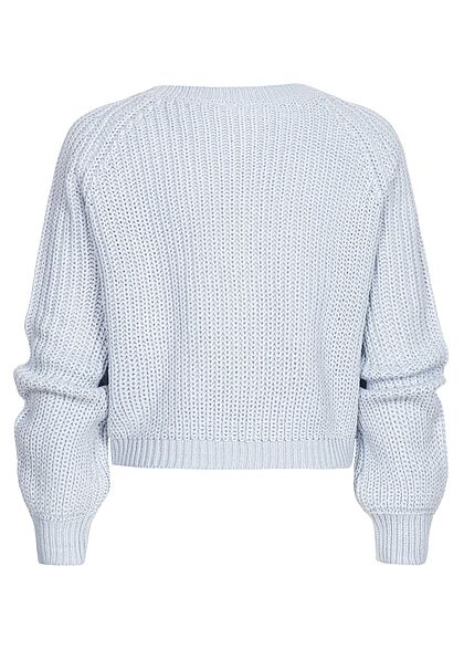 Name it Kids Meisje Vest met v-hals en knopen structuurstof blauw