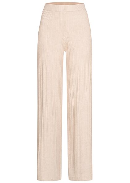 ONLY Dames Stoffen broek met elastiek in de taille en wijde pijpen beige - Art.-Nr.: 21120667