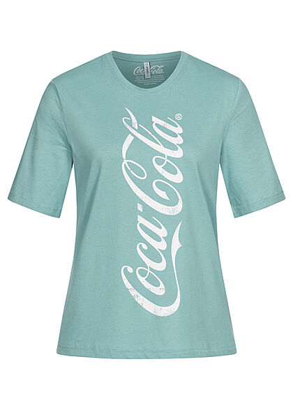 ONLY Dames T-Shirt met 1/2 mouwen en Coca Cola Print turkoois