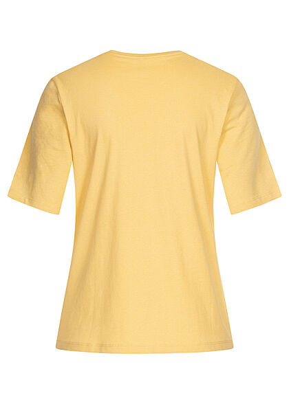 ONLY Dames T-Shirt met 1/2 mouwen en Virginia Print geel blauw