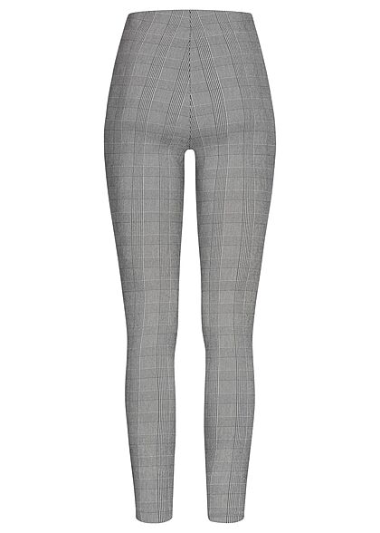 VILA Dames NOOS 7/8 Legging met hoge tailleband en elastiek geruit zwart wit