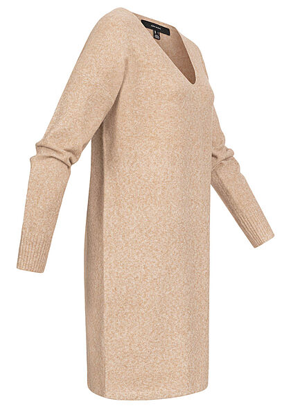 Vero Moda Dames Gebreide jurk met v-hals bruin