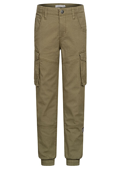 Name it Kids Jongens NOOS Regular Fit Cargo Broek met 4 zakken olijfgroen