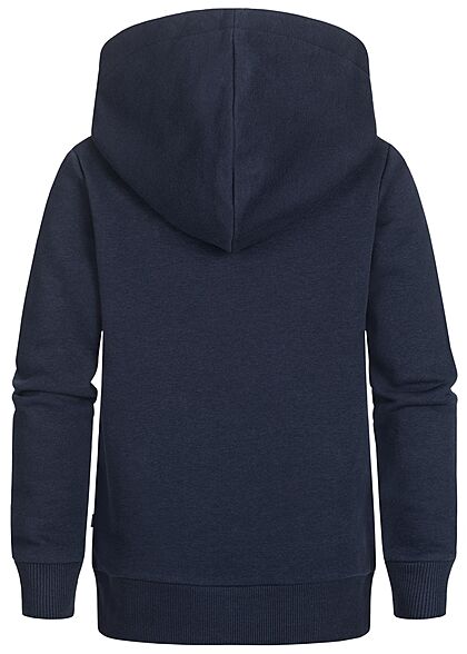 Jack and Jones Junior Jongens Hoodie met voorzak en logoprint marineblauw