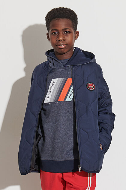 Roos Bang om te sterven Van storm Jack and Jones Junior NOOS Gewatteerde jas met 2 zakken marineblauw