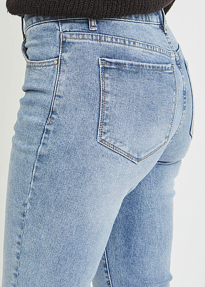 VILA Dames NOOS Straight Fit Jeans Broek met 5 zakken en franjes lichtblauw