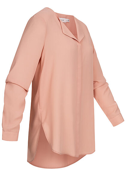 VILA Dames NOOS Blouse Shirt met V-hals en lange mouwen roze