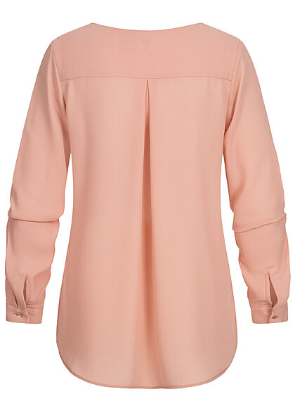 VILA Dames NOOS Blouse Shirt met V-hals en lange mouwen roze