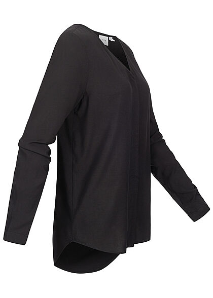 VILA Dames NOOS Viscose Blouse met V-hals zwart