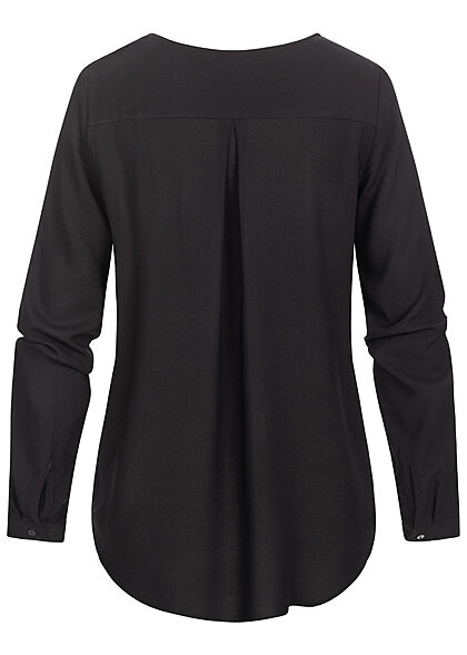 VILA Dames NOOS Viscose Blouse met V-hals zwart