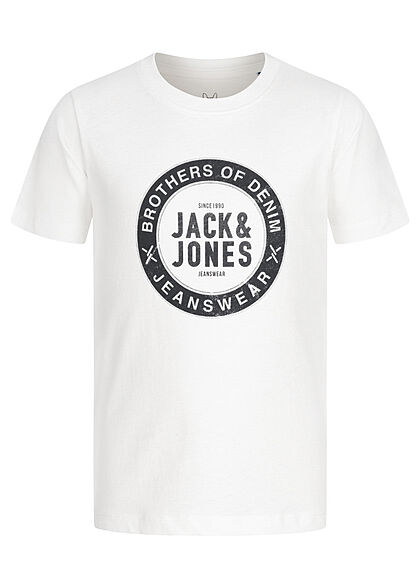 Jack and Jones Junior Jongens Basic T-shirt met logo-opdruk wit - Art.-Nr.: 21120794
