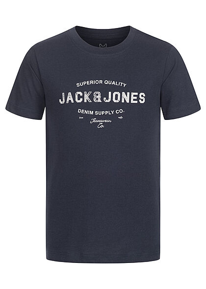 Jack and Jones Junior Jongens Basic T-shirt met logo-opdruk marineblauw - Art.-Nr.: 21120795