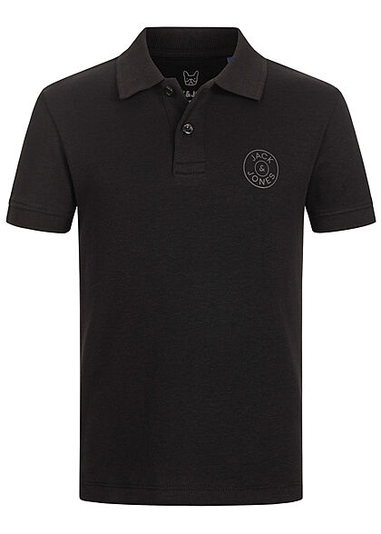 Jack and Jones Junior Jongens NOOS Basic Polo Shirt met knopen zwart - Art.-Nr.: 21120803