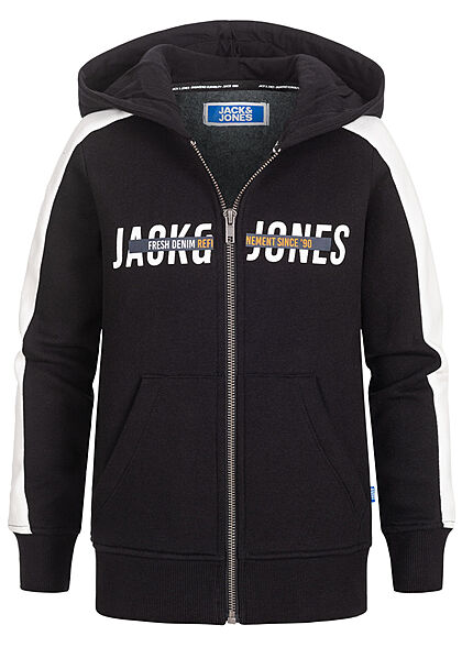 Jack and Jones Junior Jongens Zip-Hoodie Jas met 2 zakken zwart - Art.-Nr.: 21120811