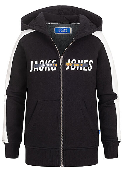 Jack and Jones Junior Jongens Zip-Hoodie Jas met 2 zakken zwart