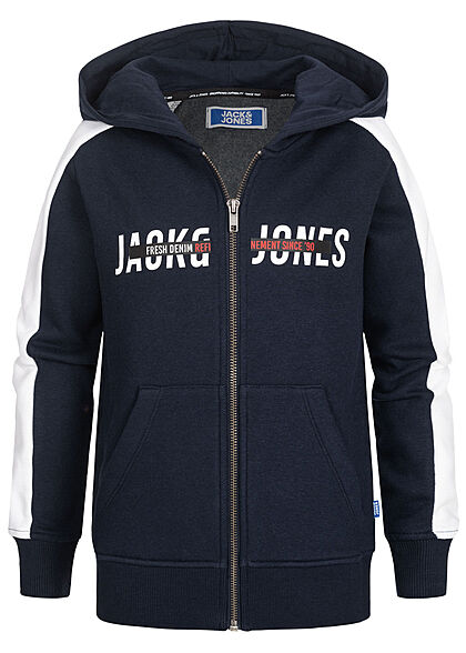 Jack and Jones Junior Jongens Zip-Hoodie Jas met 2 zakken marineblauw - Art.-Nr.: 21120812