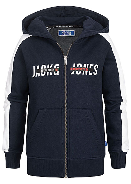 Jack and Jones Junior Jongens Zip-Hoodie Jas met 2 zakken marineblauw