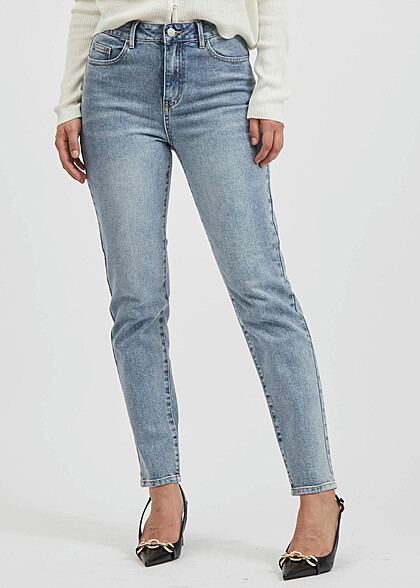 VILA Dames NOOS Jeans Broek high-waist 5 zakken lichtblauw denim